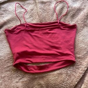 Red bandeau-like crop top